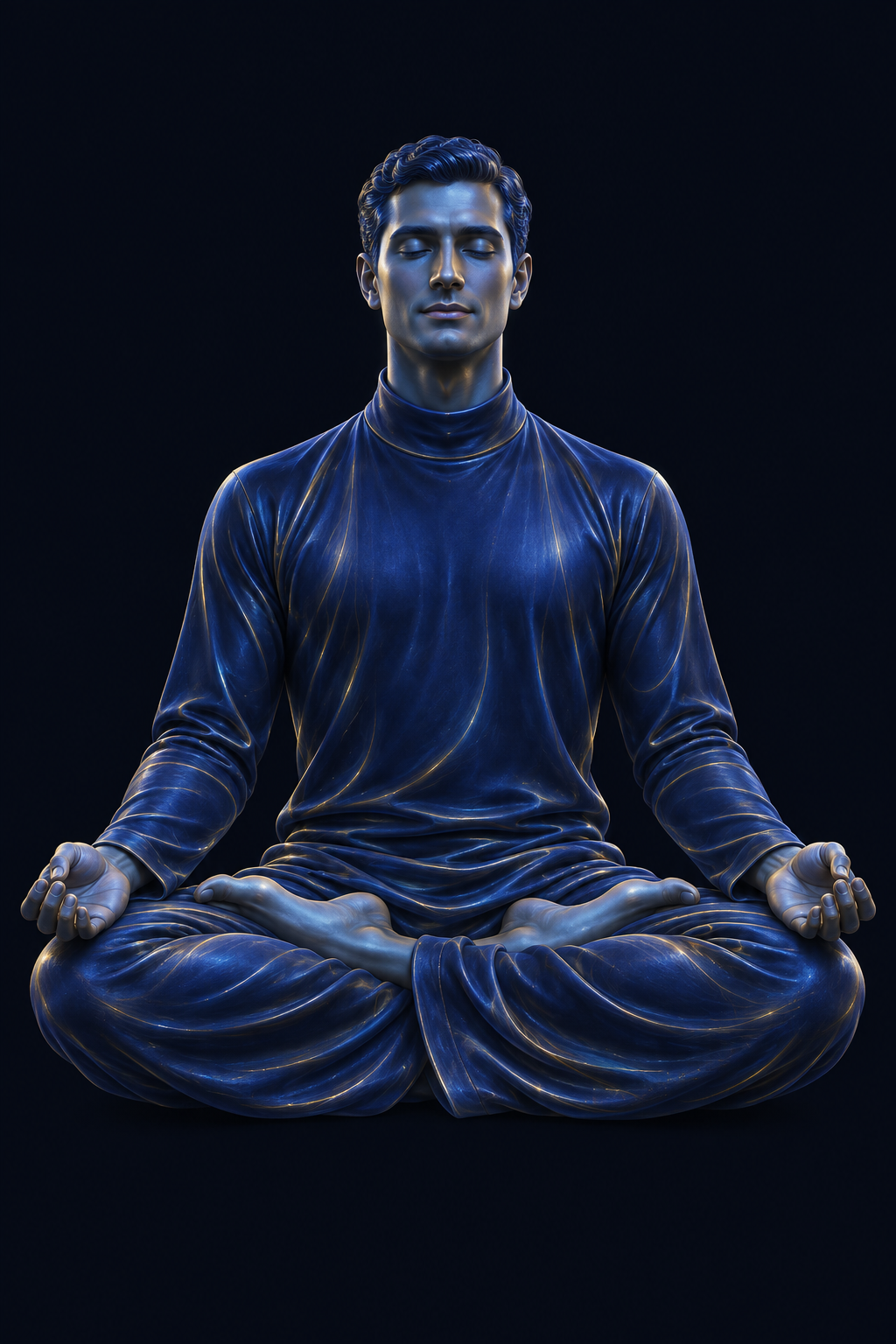 A luminous masculine figure seated in meditation